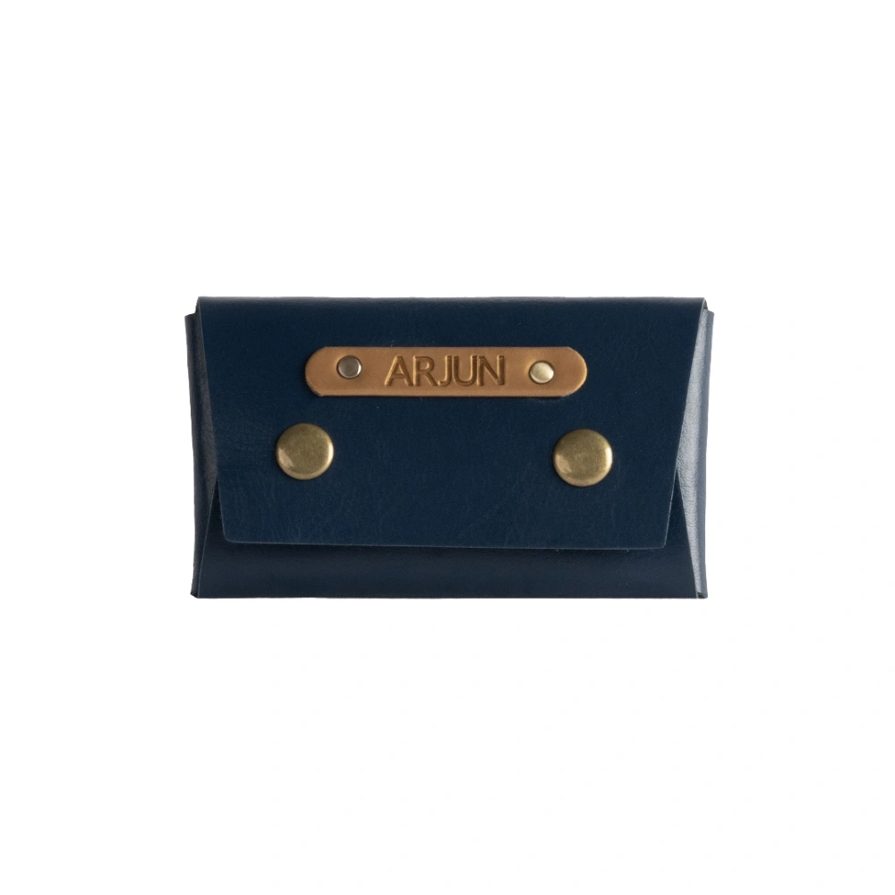 Blue Custom Vegan Leather Business Card Holder